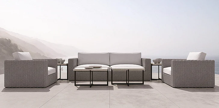 Bernhardt Exteriors Capri 2pc Outdoor Living Room Set in White/Cream