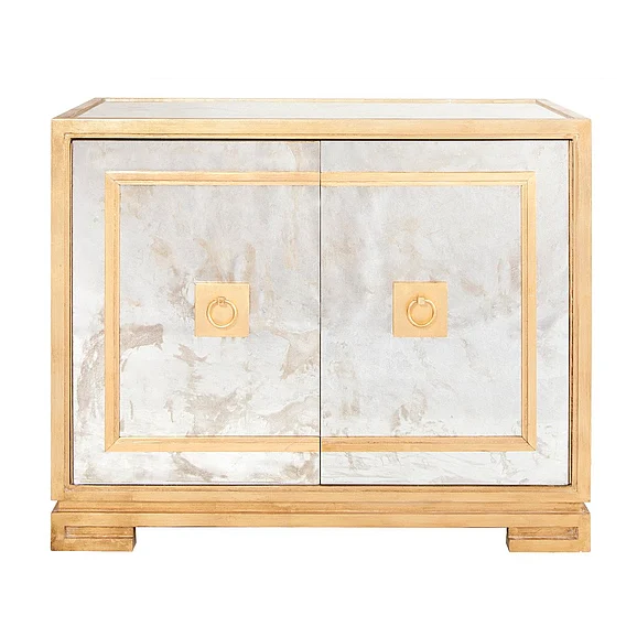Worlds Away Ophelia Antq. Mirror & Gl 2 Door Cabinet OPHELIA G