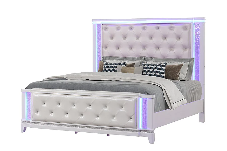 Galaxy Home Opium King Bed in White 698781413258