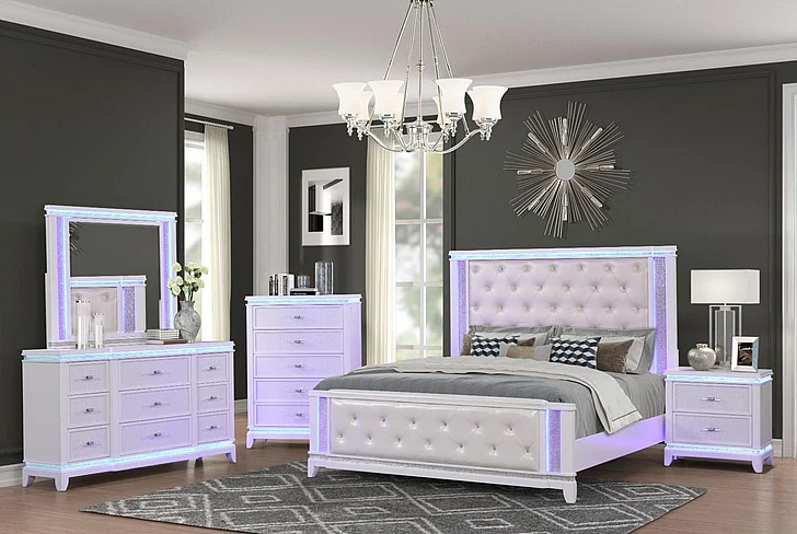Galaxy Home Opium 2pc Bedroom Set in White