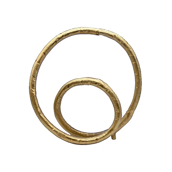 Worlds Away Orin Rounded Metal Loop Scultpture in Textured Brass ORIN