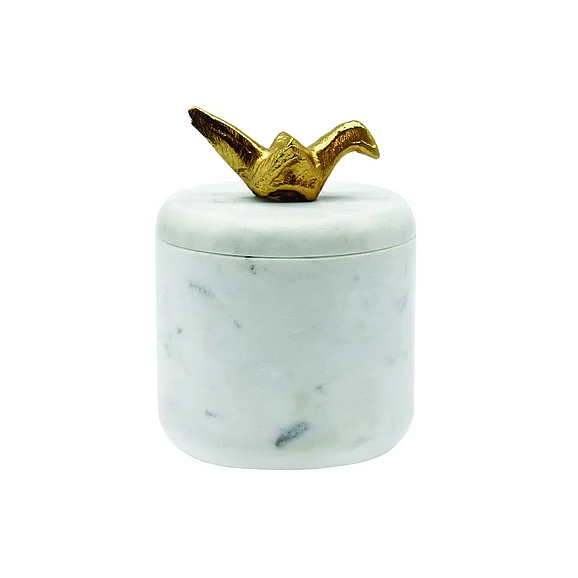 Worlds Away Oriz White Marble Container ORIZ