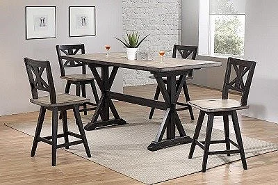 Urban Styles Orlando 5pc 72"X30" Counter Table Set in Smoke Gray/Cappuccino