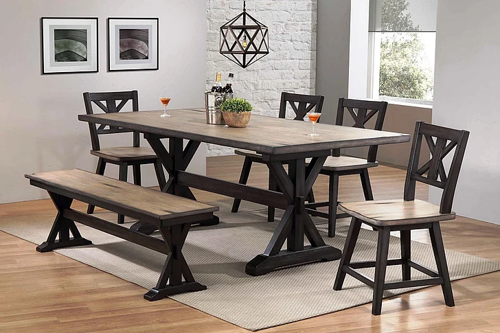 Urban Styles Orlando 5pc Dining Table Set in Smoke Gray/Cappuccino