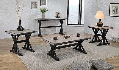 Urban Styles Orlando 3pc Coffee Table Set in Smoke Gray/Cappuccino