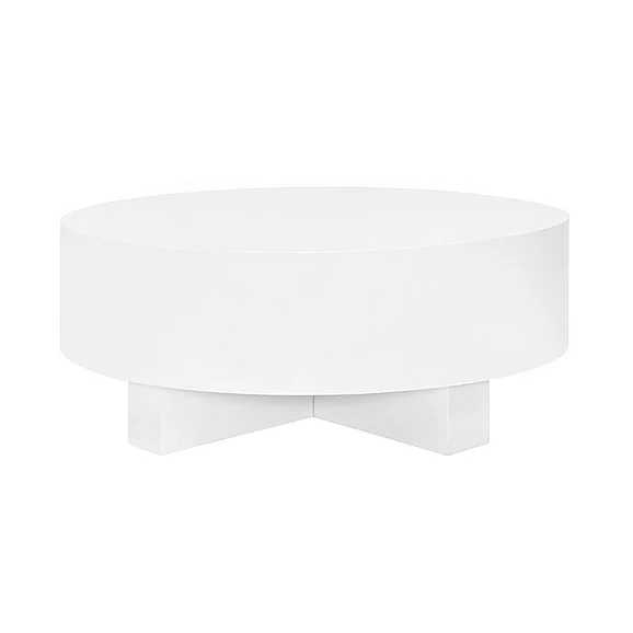 Worlds Away Thick Top Coffee Table w/ Cross Base in White Lacquer OSLO WH