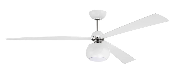 Craftmade 60" Otto in White/Polished Nickel w/ White Blades OTT60WPLN3 CLOSEOUT