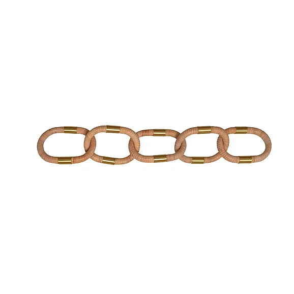 Worlds Away Oval Natural Rattan Decorative Chain w/ Brass Detail OTTO
