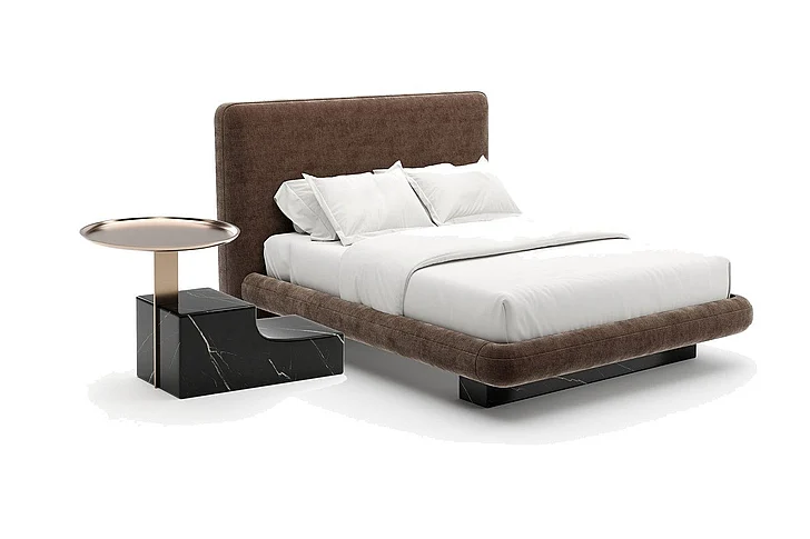 Caracole Overlap 2pc Upholstered Bedroom Set in Dark Taupe