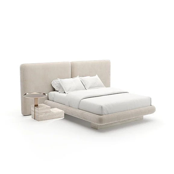Caracole Overlap 2pc Upholstered 2 Panel Bedroom Set in Ivory