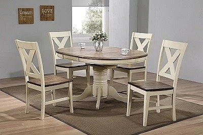 Urban Styles Oxford 5pc Round Dining Table Set in Brown/White