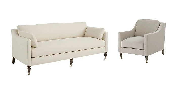 Fairfield Chair Dolce 2pc 90in Grande Sofa Set - Featured Combination in Antique Brass