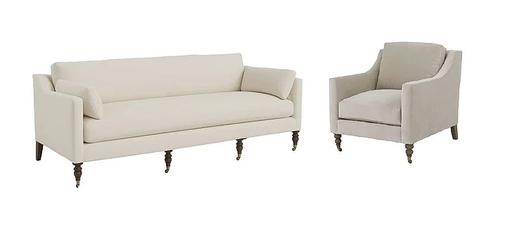Fairfield Chair Dolce 2pc 100in Grande Sofa Set - Featured Combination in Antique Brass