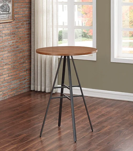 American Woodcrafters Stockton Round Pub Table - Slate Grey - Golden Oak Top P1-101