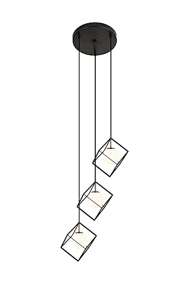 Vinci Lighting Cubo Chandelier in Aged Brass/Black C1088-3AB/BK