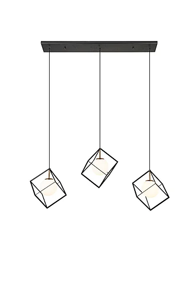 Vinci Lighting Cubo Chandelier in Aged Brass/Black C1089-3AB/BK