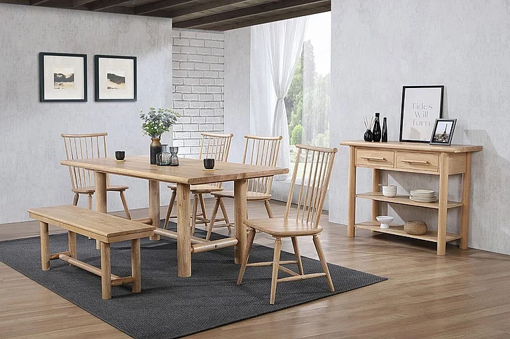 ECI Pocono Manor 6pc Trestle Dining Set in Natural