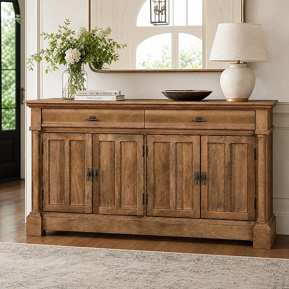 Kumu International Padova 70" Solid Wood Sideboard Buffet Light Walnut ARH-2421