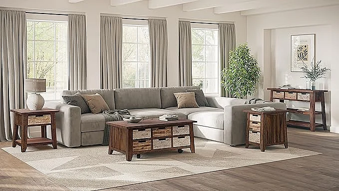 Jofran Painted Canyon 4pc Box Coffee Table Set in Distressed Brown