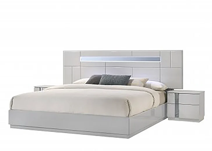 J&M Palermo Queen Platform Bed in Grey 17714-Q CLOSEOUT