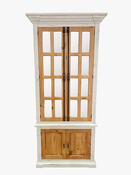 Split Nickel Pane Door Vitrine w/ Mirror MIC-177-PVM | SOC44VPM