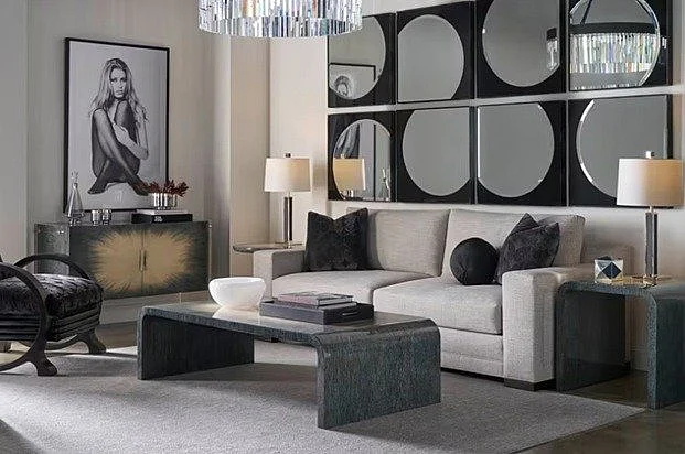 Theodore Alexander Panos 2pc Rectangular Occasional Living Room Set in Filament