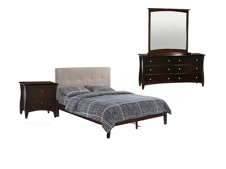 Night & Day Paprika 4pc Platform Bedroom Set in Chocolate