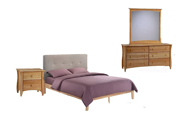 Night & Day Paprika 4pc Platform Bedroom Set in Natural