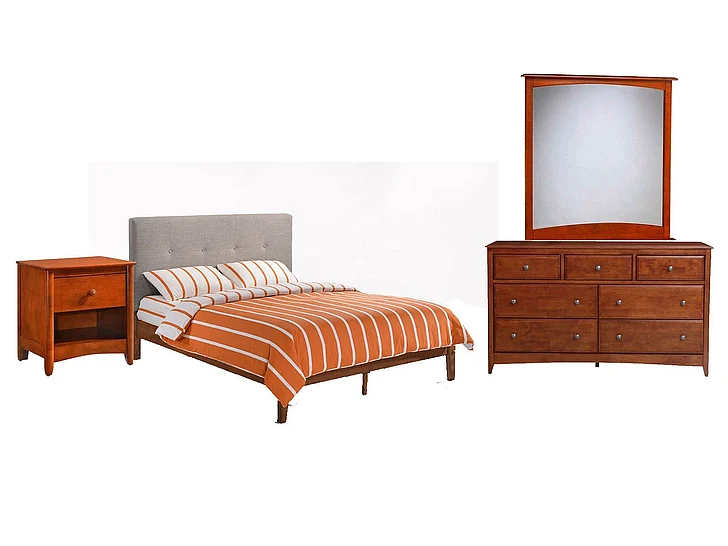 Night & Day Paprika 4pc Platform Bedroom Set in Cherry