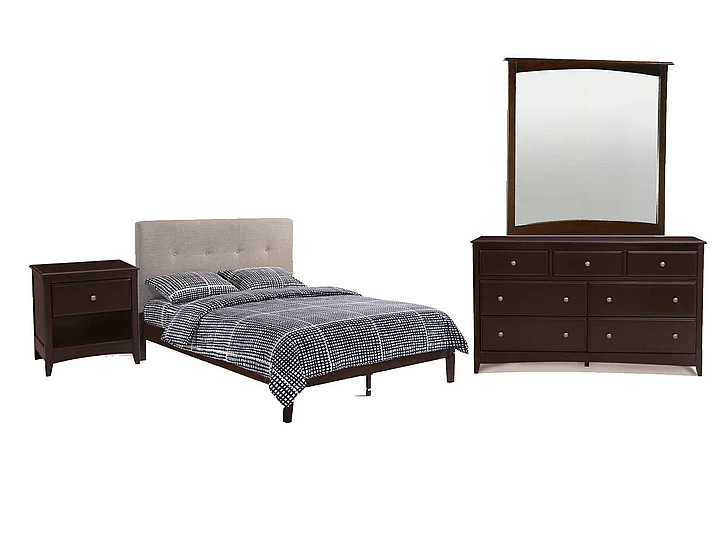 Night & Day Paprika 4pc Platform Bedroom Set in Chocolate