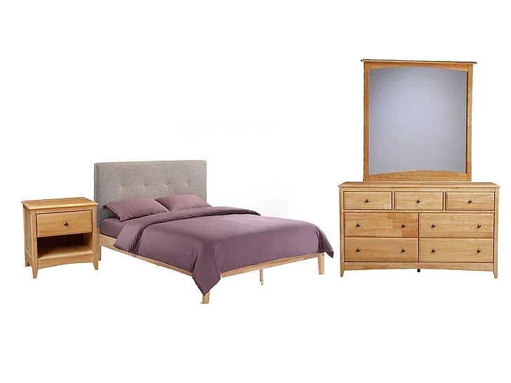 Night & Day Paprika 4pc Platform Bedroom Set in Natural