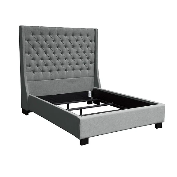 Diamond Sofa Park Avenue Eastern King Tufted Bed with Vintage Wing in Grey Linen PARKAVEGREKBED