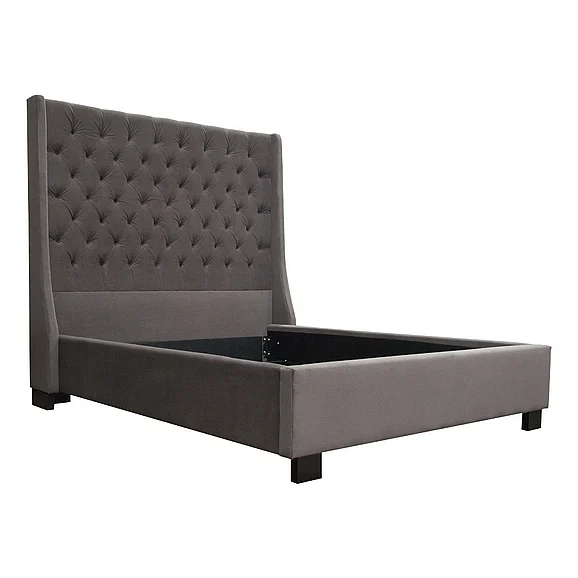 Diamond Sofa Park Avenue Eastern King Tufted Bed with Vintage Wing in Smoke Grey Velvet PARKAVESKEKBED