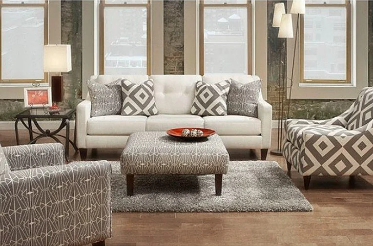 Furniture of America Parker 2pc Living Room Set in Ivory