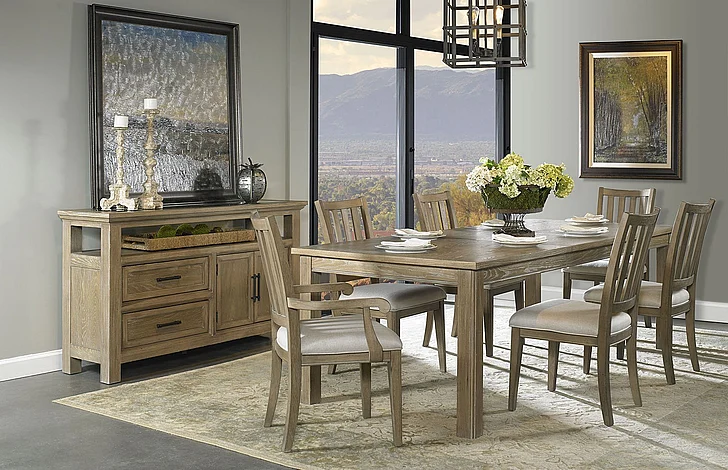 FD Home Parson Creek I 7pc Rectangular Dining Room Set in Oak 4318