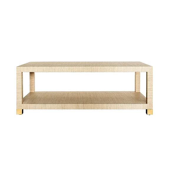 Worlds Away Patricia Coffee Table in Natural Grasscloth PATRICIA NAT