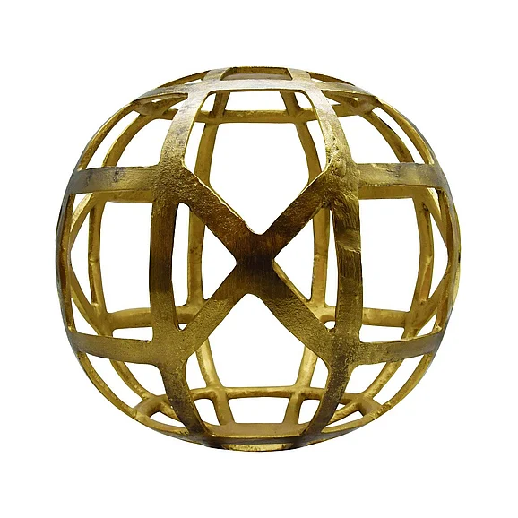 Worlds Away Paxon Large Round Metal Ball in Textured Brass PAXON LG