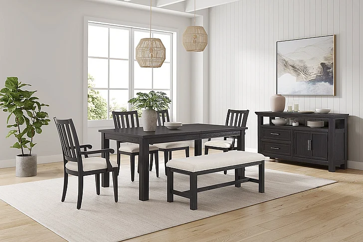 FD Home Parson Creek II 7pc Rectangular Dining Room Set in Black 4418