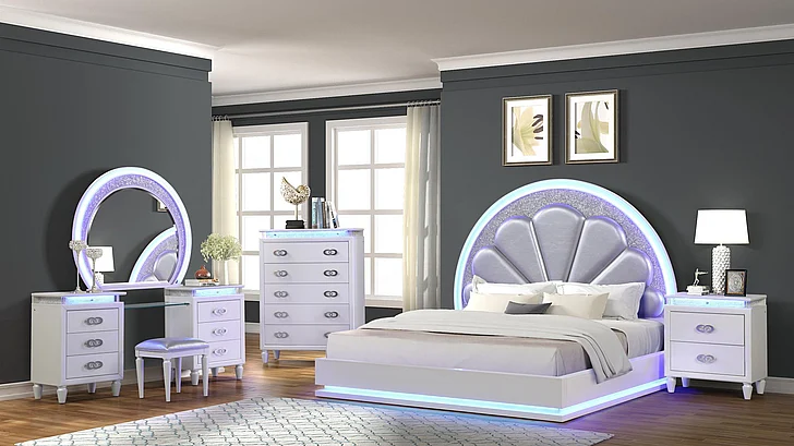 Galaxy Home Perla 2pc Bedroom Set in Milky White