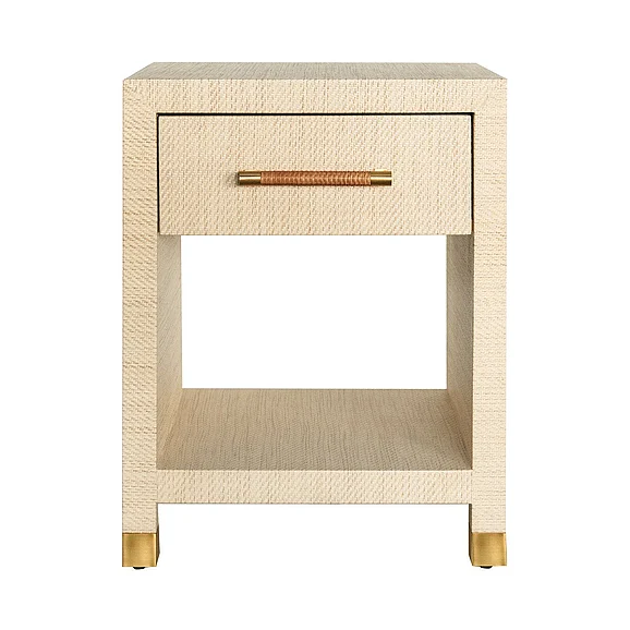 Worlds Away Pelham One Drawer Side Table in Natural Grasscloth PELHAM NAT