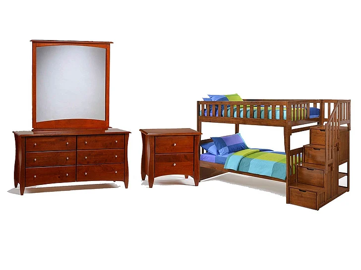 Night & Day Peppermint 4pc Bunk Bedroom Set in Cherry