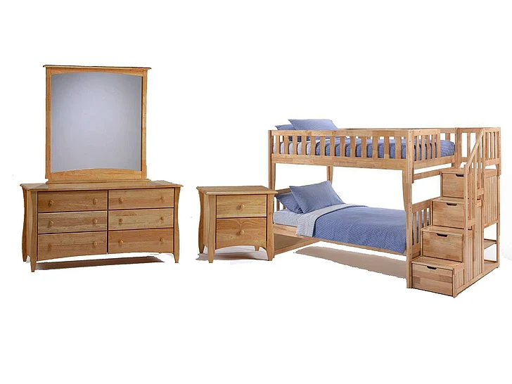 Night & Day Peppermint 4pc Bunk Bedroom Set in Natural