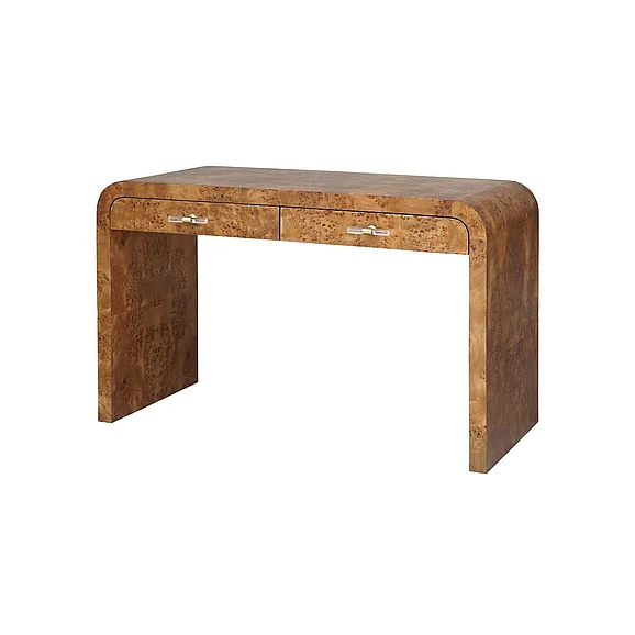 Worlds Away Petra Waterfall Edge Desk in Dark Burl Wood PETRA DBW