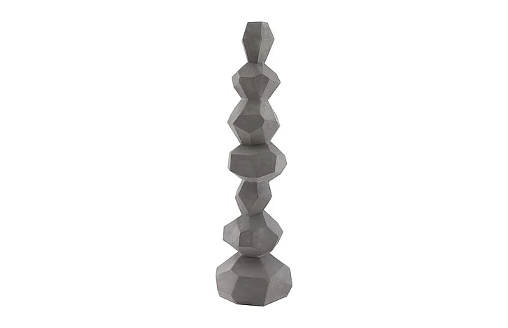 Phillips Collection Faceted Rock Column Sculpture in Warm Gray PH100225