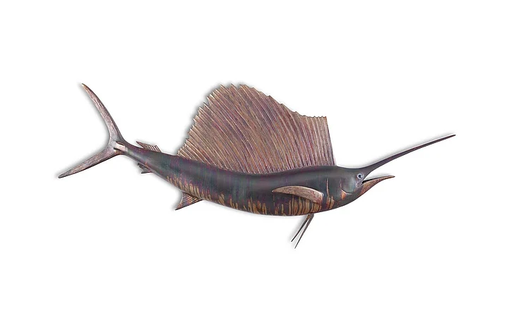 Phillips Collection Sail Fish Maroon Wall Sculpture in Copper Patina PH100659