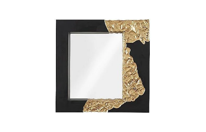 Phillips Collection Mercury Square Mirror in Black and Gold Leaf PH100843