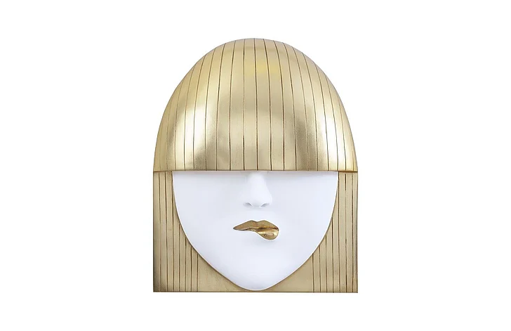 Phillips Collection Large Pout Fashion Faces Wall Art in White and Gold Leaf PH101926