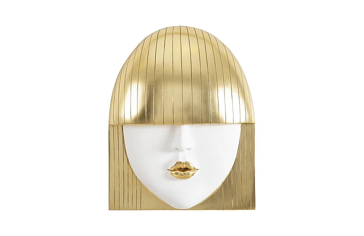 Phillips Collection Large Kiss Fashion Faces Wall Art in White and Gold Leaf PH101927