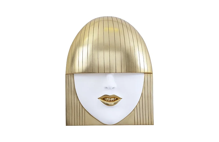 Phillips Collection Fashion Faces Large Smile Wall Art in Gold/White PH101928