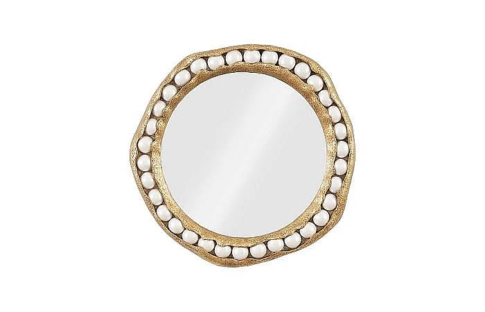 Phillips Collection Pearl Round Mirror in Gold Leaf PH104148